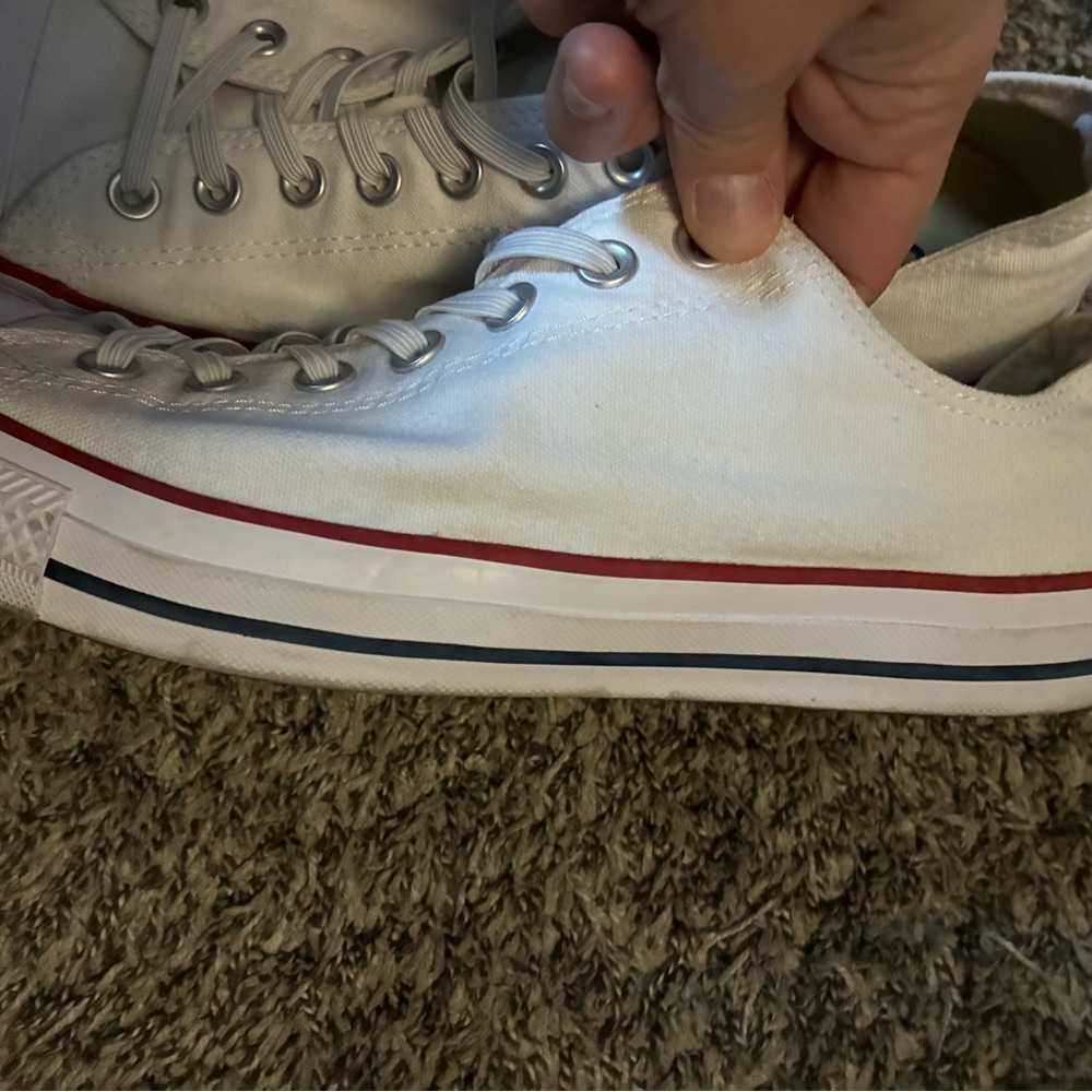 Converse Off-White Canvas Sneakers with Red Accents Mens 10.5 / Womens 12.5 - Picture 3 of 6